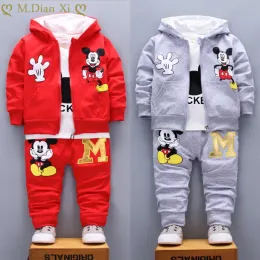 Pants Spring and Autumn New Products Boys Clothes Set Cute Cotton Hooded Coat + Tshirt + Pants 3pcs Set Casual Kids Sportswear