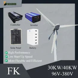 Neuankömmlinge freie Energie 3 Klingen 30 kW 40 kW 96 V-380V Windturbinengenerator Windmühle mit MPPT-Controller niedriger Windgeschwindigkeitsstart