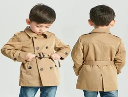 Tench Coat Boy Girl Kleidung Windproof Jacke Britisch Doppelbrust Windbreaker Turndown Collar Button Gürtel Kids Outwear 2020 LJ3449189