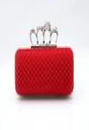 Classic DesignerType4 Red Ladies Skull Clutch Knuckle Rings Four Fingers Handbag Evening Purse Wedding bag 03918b9849563