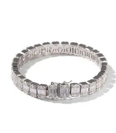 Hiphop Silver Square Diamond Bracelet Tenns Bracelet 7inch 8quotinch 86mm Simulate Dimonds Bangles Braceles7268709