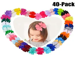 40st/Lot Grosgrain Ribbon Hair Bow with Clips Baby Girls Bowknot Clips Hairpins Photo Shoot Hair Accessories9996500
