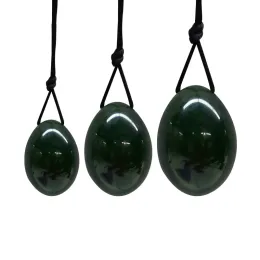 3PCS Yoni Egg Zestaw Naturalny nefrite Jade Massager For Women Mięsień pochwy napinanie wywiercone masaż narzędzia do ćwiczeń Kegel