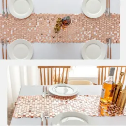 Sparkle Wedding Table Runner Handtailor Sequin Shiny Rose Gold Luxury For Party Birthday Christmas Saint Valentine's Day Decor