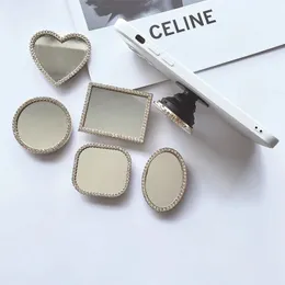 Ins Bling Hearts Çiçekler Aynası İPhone Samsung Huawei Xiaomi için Telefon Standı Evrensel Parmak Yüzük Kavrama Braket Tutucu Ayna Genişletme Standı