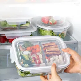 Garrafas de armazenamento 2 Compartgamento de cozinha Recipientes de alimentos com tampas divididas de vidro de vidro fresco