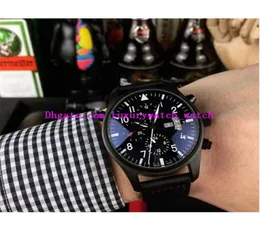 News الإصدار 4 Style Luxury Watch 41mm Pilot Chronograph Top Gun 378901 Leather Strap Quartz Mens Mens Watches3361164