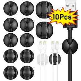 1-10pcs organizador de cabo clipes de silicone auto-adesivo portador de cabos de mesa de dados de carga de carga inicial Linha de fone de ouvido com fio de mouse Gerenciamento de fios de mouse