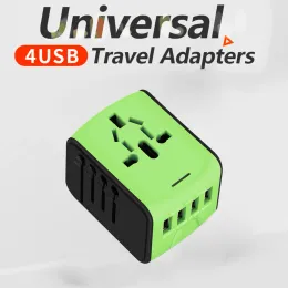 Parts International Power Plug Travel Adapter 4 USB Power Pluge Allinone Worldwide Wall Charger Converter 18W للاتحاد الأوروبي UK AU