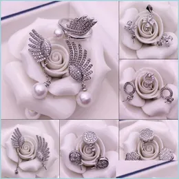 Smyckesinställningar Pearl Necklace örhängen Set Sliver Diy Accessoarer för kvinnor Bröllopspresent 5 Drop Delivery Dhgarden Dhwti