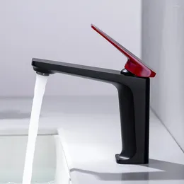 Rubinetti del lavandino da bagno skowll moderno ponte moderno monte a maniglia singola mixer vanità tocco rosso nero