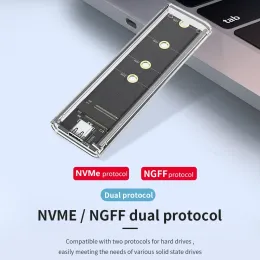 Kapsling RGB M.2 NVME NGFF Extern SSD -fodral USB Typ C Hårddiskfodral 10 Gbps PCIe Solid State Drive Enclosure NGFF SATA för bärbar dator