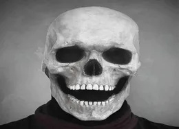 Maska z pełną głową z ruchomą szczęką udarza całą realistyczną lateksową przerażającą szkielet Z L2205303245451