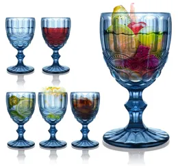 模倣ガラスヨーロッパレトロプラスチックワイングラスワイングラスゴブレットレトロ赤ワインゴブレット彫刻エンボス加工されたジュースウォーターグラス