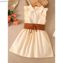 Mädchenkleider Kindermädchen Kleid Rüschen ärmellose Hochzeit Abendessen Kleid im unteren Rücken Sommer Mode Geburtstagsfeier für Kinder Mädchen 4-7 Jahre Y240412