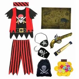 Nowy Rok Deluxe Pirate Costume Boy Pirate Playset Świąteczny cosplay obejmuje Pirate Accessories Knife Gold Coin Hook Gift