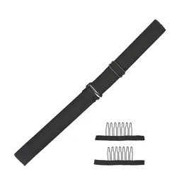 Elastische Perückenbänder – 4 Stück, Schwarz, Verstellbar 16-28 Cm, Aus Polyester, Für Alle Perückenarten