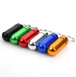 15 Pack Pill Box Keyring colorido Alumínio Ligição do Pílico Recipiente de Chaves Resistente a Água Chaves de emergência Pílis de pílula para Outdoor236065555