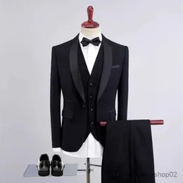 Ternos masculinos Blazers Men High End Business Business Slim Color grosso de 3 peças de traje de casaco de casaco / banquete de casamento cavalheiro blazers casaco