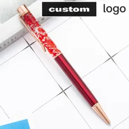 Pennor 10st Creative Dried Flower Pen Metal Ballpoint Pen Privat Anpassat graverat namn Födelsedagspresent Party Present Pen Pen Pen