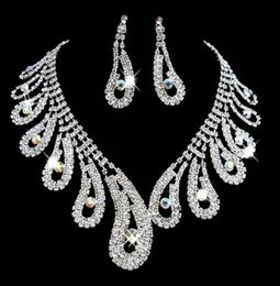Kadın Gelin Düğün Pageant Rhinestone Kolye Küpe Takı Setleri Parti Gelin Mücevherleri Moda Güzellik Mücevherleri7906774