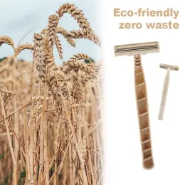 Forniture EZ Ecofriendly Safety Safety Razor con manici di paglia di grano per capelli da rasatura da tatuaggio Svezia Blade in acciaio inossidabile 50 pezzi/scatola