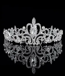 Lśniące kryształy z koralikami korony ślubne 2019 Bridal Crystal Veil Tiara Crown Headband Hair Akcesoria Party Wedding Tiara 2041702
