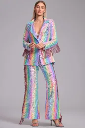 Bringe Fringe Blazer قطعتان متكررون Pant SetrainBow 240412