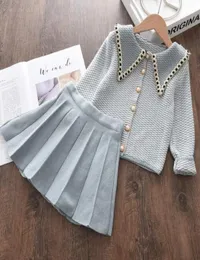 مجموعات الملابس Melario Girls Baby Winter Content Administ Fashion Kids Selegant Splaid Steps Tops and Skirt Outfits Princess Knitwe8103245