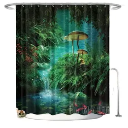 Zasłony prysznicowe fantasy kurtyn przez Ho me lili bajki drzewo lasu gotycka panelu dżungla zielona zen rzeka trippy łazienka wystrój