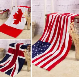 100 Cotton Beach Handduk Torkning tvättduk Badkläder duschhanddukar USA UK Kanada flaggdollar design badhandduk 4705385