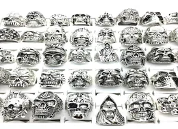 30pcs Pierścienie czaszki mężczyźni Punk Rock Silver Metal Kobiety Bikerzy Szkielety Pierścienie Szkielety Vintage Biżuteria Prezenty Patry Whole Lot Lose Brand NEW7925515