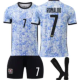 2425 Cup Portugal Away Kit Tamanho 7 C Ronaldo Jersey Tamanho 8 B Fee Childrens Football Jersey Versão