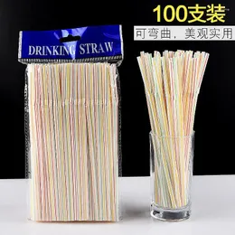 Tek kullanımlık fincan pipetler renk saman bükülmüş kafa içecek suyu soya süt kola genişletilmiş el yapımı sanat 100 adet