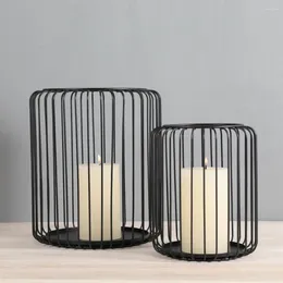 Candle Holders 2024 Candlestick Black Retro Metal Wrought Iron Wire Lantern Ornaments Home Decoration Wedding