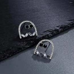 Brincos de aro Halloween Ghost Ghost Black Neo-Gothic Holiday Earings CZ zirconia Hollo