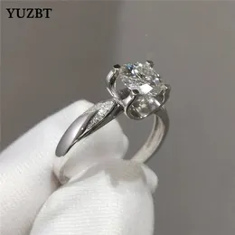 Yuzbt Women 925 Silver 1 Отличный выреж Gemstone Cow Ring Ring Test Past Di Color Swallowtail Gift240412