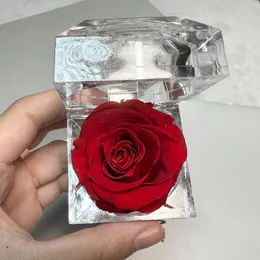 Decorative Flowers Valentine'S Day Gift Immortal Preserved Rose Flower Crystal Ring Box Wedding Valentines Souvenir Birthday Gifts Eternal