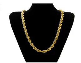 Ketten Halsketten Anhänger Schmuck 10 mm dicke 76 cm lange Seile ED Kette 24K Gold plattiert Hip Hop Halskette für Herren Drop del7950217