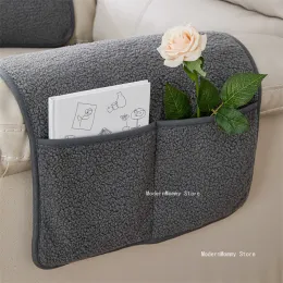 Lamp Plush Recliner Chair Cover Chair Head Covers Armrest Towel Single Sofa Arm Cover with Storage Bags Furniture Protector Home
