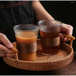 Wine Glasses 320ml Vertical Stripes Ribbed Glass Set Coffee Latte Cup Juice Mugs Cocktail Whisky Dessert Container