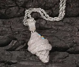 Collana a ciondolo con a cono gelato ghiacciato per uomini donne hip hop designer di lusso bling diamanti dessert pendenti gioielli a catena d'argento1637577