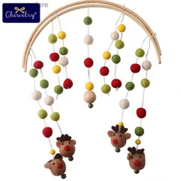 Mobiler# Baby Rattles Mobile Ball Deer Cartoon Wood Saltring Hanging Baby Teether Rattle Baby Toys For Bed Spädbarn Crib Träleksaker Y240412Y240417OF7P