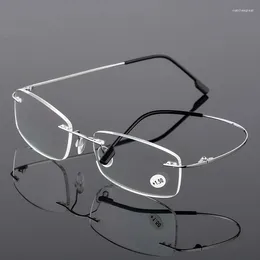 Óculos de sol Luz azul bloqueio Ultralight TR90 Memória Titanium Rimless Reading Glasses Menwomen Presbiopicyepypysses 1.0 1.5 2.0