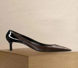 Women pumps luxury designer sandal slip on pointed woman brand shoes slingback sandals brown genuine leather high heels Cherie 3421958013