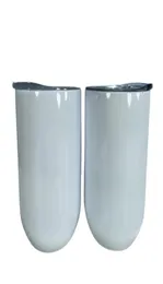 DIY 12oz sublimering Straight Wine Tumbler Rostfritt stål Vinglas i äggkoppar Stamfria vinglas med lock Vakuum Egg Shape5952043