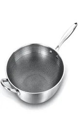 Belagd nonstick wok304 rostfritt stål wok panna yngel handtag kokkök köksredskap pans8634052