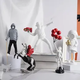 Northeueins żywica Banksy figurki do wnętrza posągu kwiatów statua bombowca rzeźba domowy