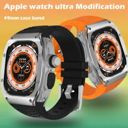 Accessoires Modification Kit für Apple Watch Ultra 49mm Edelstahl -Hülle Sportgummi -Uhren -Band für die IWatch -Serie Ultra Refinit Mod 49 mm