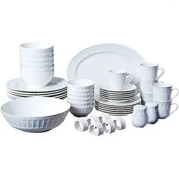 Placas Gibson Home Regalia 46 peças Dinnerware e Sirt Ware Set Service para 6 pratos jantares